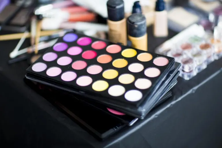 Make-up palette and foundation bottles